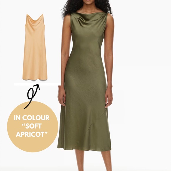 NWT Aritzia Wilfred Silk Dress “New Goddess” 2XS in Soft Apricot Colour - Picture 3 of 5